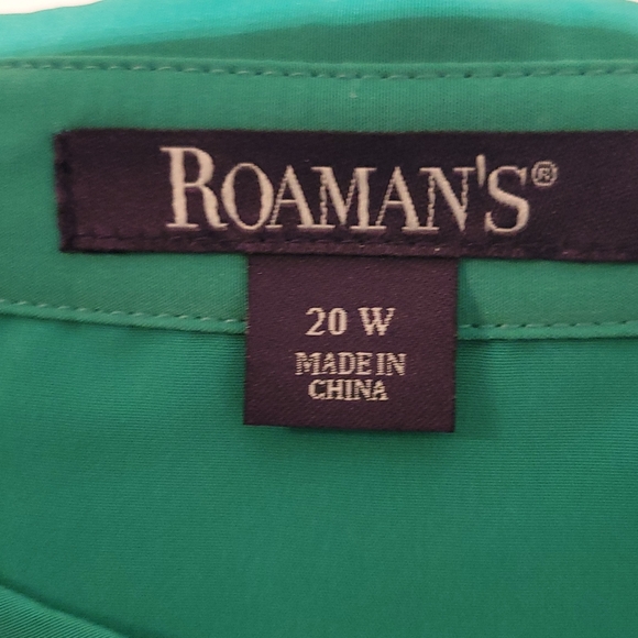 Women's plus size green two-piece jacket and dress set. - Picture 5 of 5